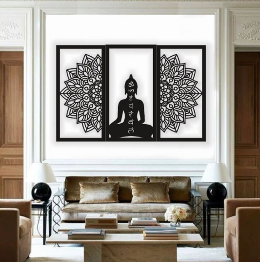 Mandala wall decor Budda Dxf,Cdr,svg,Pdf Available